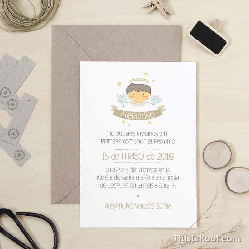 Invitación de comunión con angelito